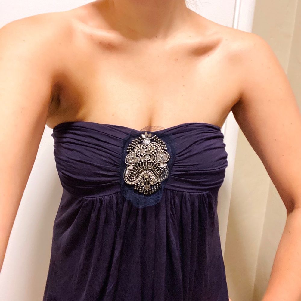 ANGL Phanuel Indigo Straples Top w/ Bead Detailing